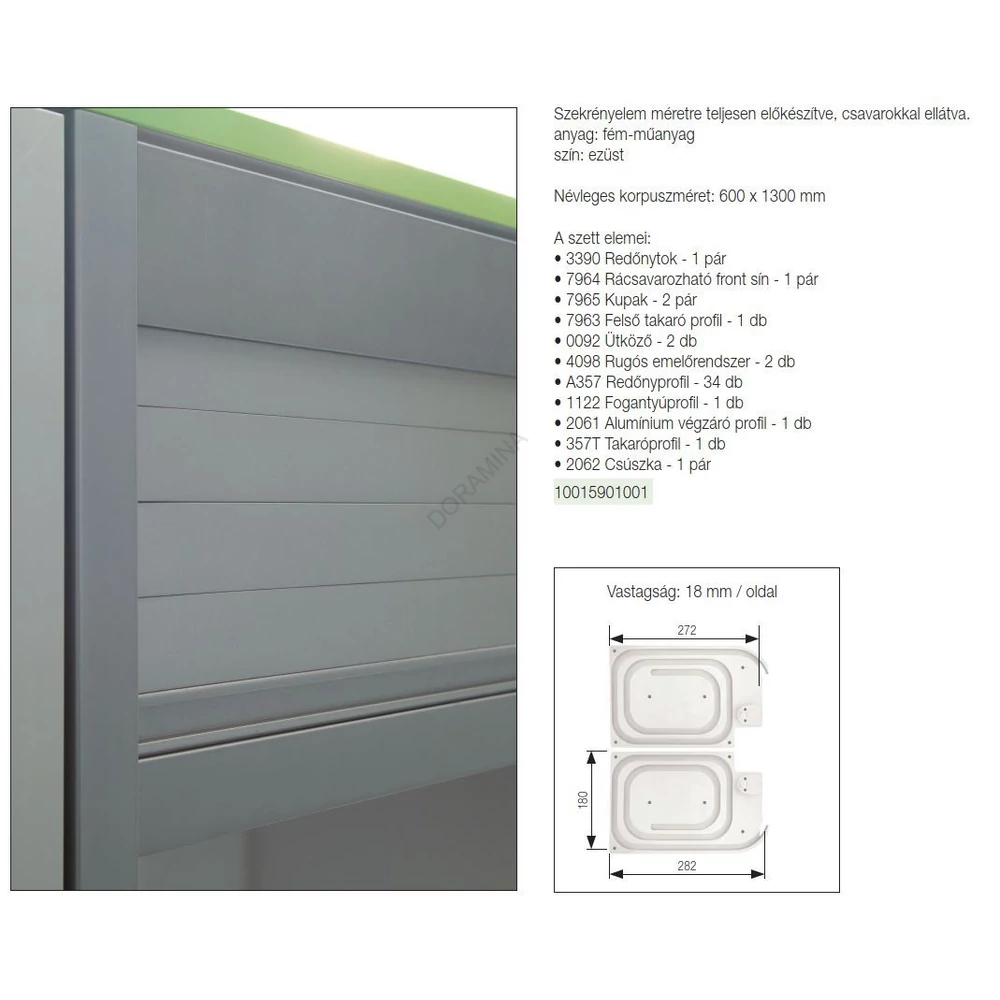 Kép 2/2 - REDŐNY RENDSZER KIT 2.0 REDŐNYSZETT A357 1300x600mm EZÜST