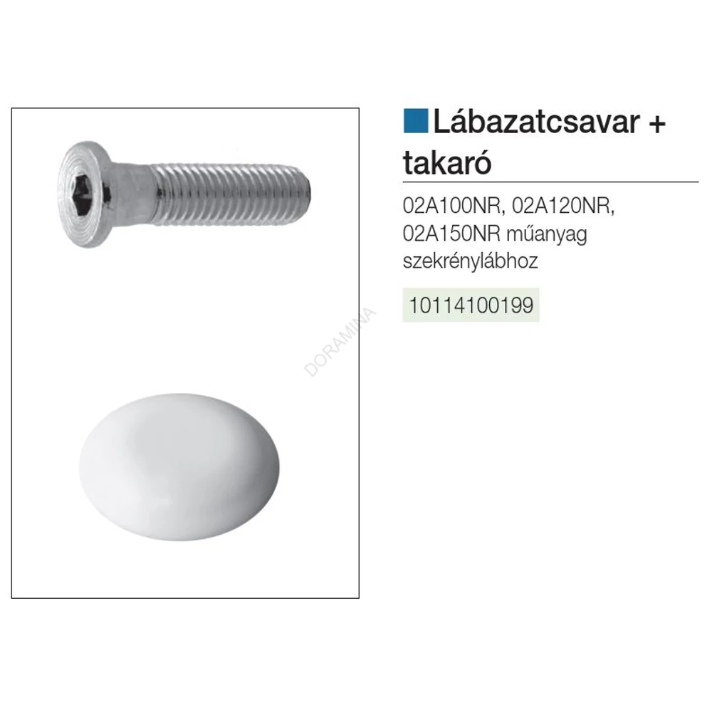 Kép 2/2 - MŰANYAG SZEKRÉNYLÁBhoz CSAVAR TAKARÓSAPKÁVAL ÁTM.10 × 37 mm HORGANYZOTT-FEHÉR