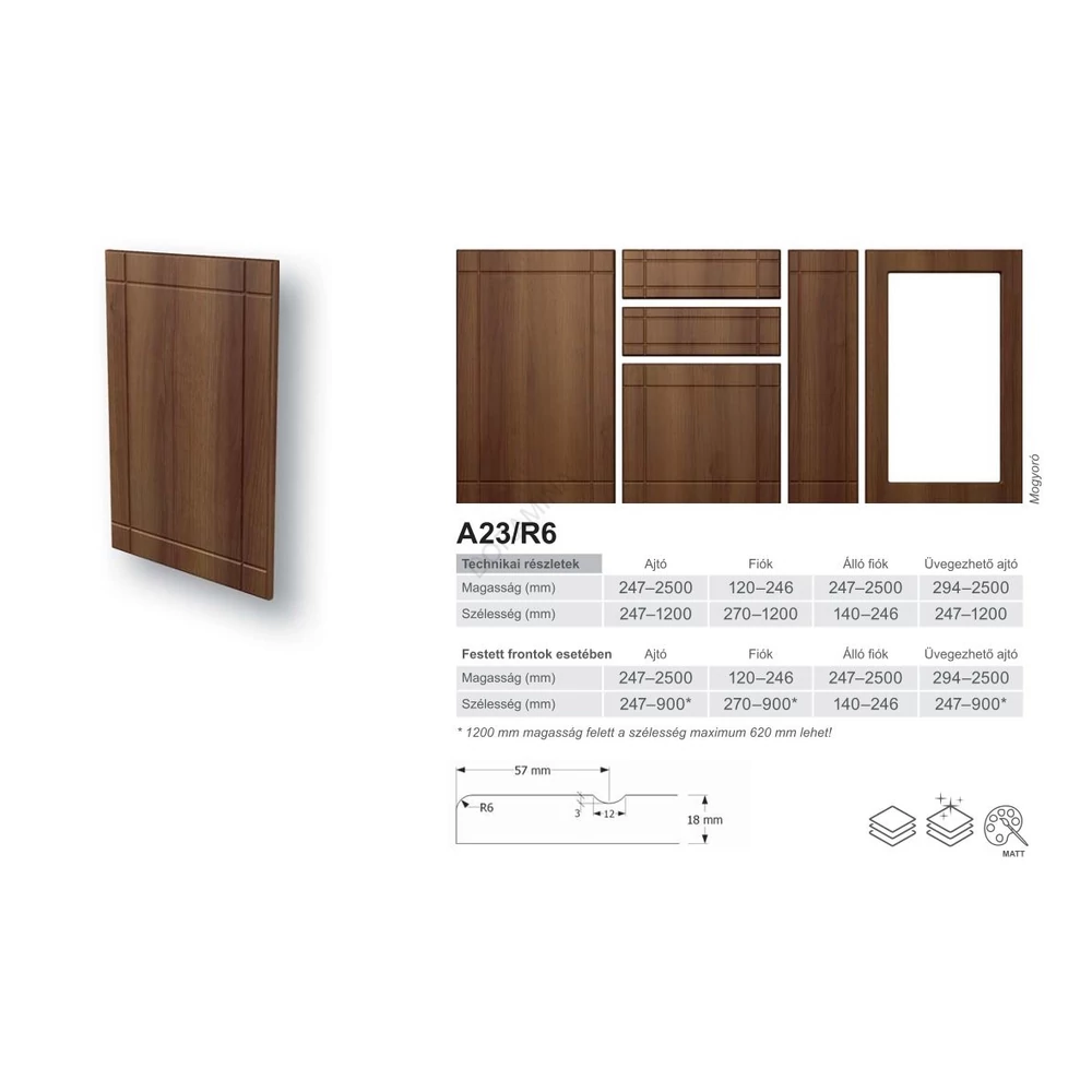 Kép 4/8 - Nettfront ajtófront FÓLIÁZOTT standard marásmintával   +szk