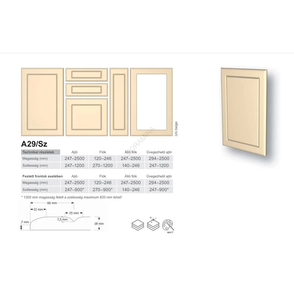 Kép 6/8 - Nettfront ajtófront FÓLIÁZOTT standard marásmintával   +szk