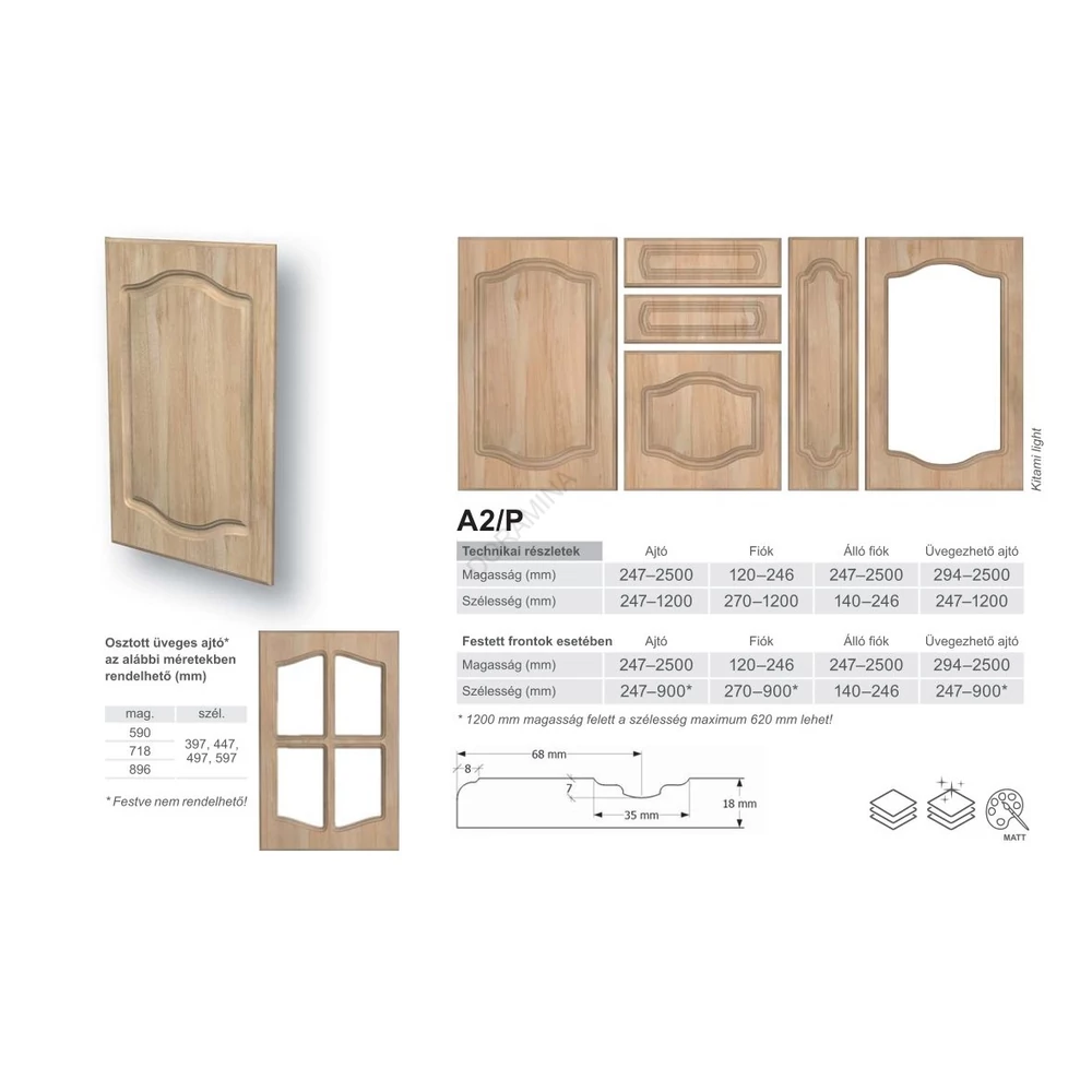 Kép 2/8 - Nettfront ajtófront FÓLIÁZOTT standard marásmintával   +szk