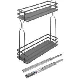 K-StrongWire kosár 200 mm-es szekrénybe, csillapított golyós fióksínnel, sötét szürke színben