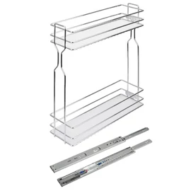 K-StrongWire KRÓM drótkosár 200 mm szekrénybe, csillapított golyós fióksínnel, műanyagtálcával