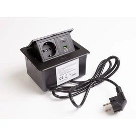 IRODABÚTOR TARTOZÉKOK KONNEKTOR ELOSZTÓ MODULBOX MINI - 1×230V + 2xUSB MATT FEKETE