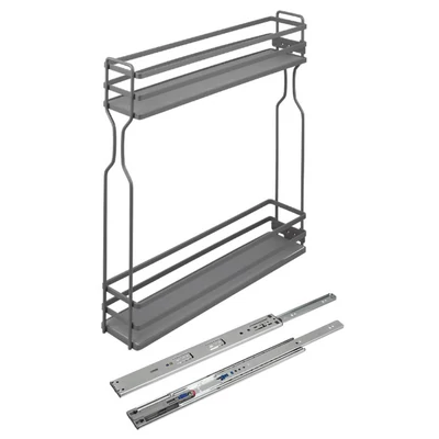 K-StrongWire kosár 150 mm-es szekrénybe, csillapított golyós fióksínnel, sötét szürke színben