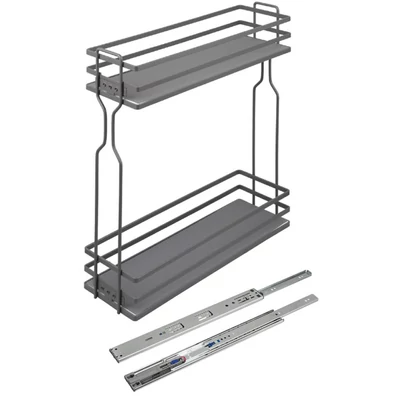 K-StrongWire kosár 200 mm-es szekrénybe, csillapított golyós fióksínnel, sötét szürke színben