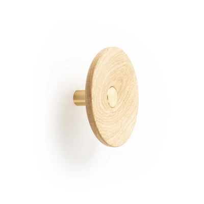 Fogas  Viefe ZOOT  gomb, 120mm, fa-alumínium, csiszolt sötét sárgaréz + tölgy