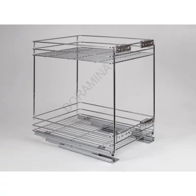 BELSŐ FÉMRÁCS 24271.400 FENÉKLAPRA SZERELHETŐ 2 RÉSZES KIHÚZHATÓ POLC 345x510x475mm KRÓM