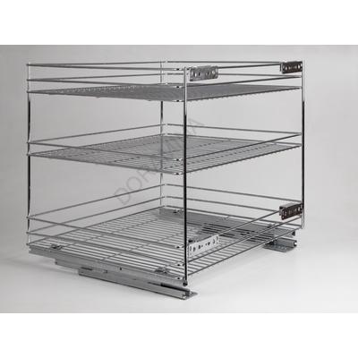BELSŐ FÉMRÁCS 24273.600 FENÉKLAPRA SZERELHETŐ 3 RÉSZES KIHÚZHATÓ POLC 545x510x475mm KRÓM