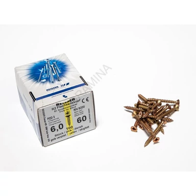 FACSAVAR REISSER 6x60mm ACÉL, SÁRGÍTOTT, TÖVIGMENETES 100db/doboz