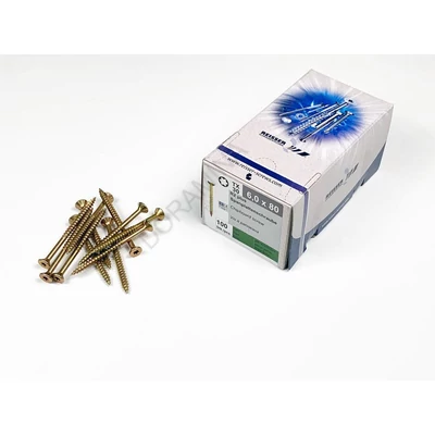 FACSAVAR REISSER 6x80mm TORX,  ACÉL, SÁRGÍTOTT, RÉSZMENETES 100db/doboz