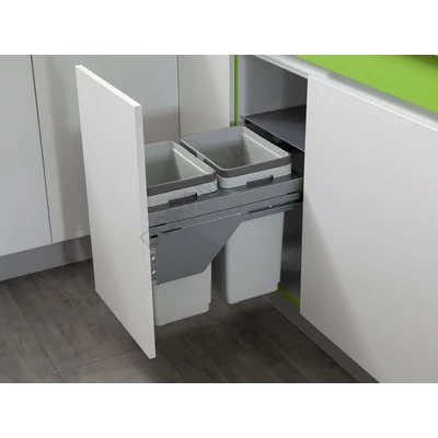 HULLADÉKGYŰJTŐ PGTM402RFG (2x20l) SZELEKTÍV 400mm-es szekrényhez SZÜRKE ; szemetes, kuka