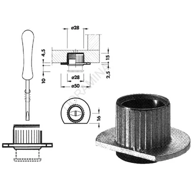 FÉM SZINTEZŐ LÁB 304-ES 19,5 mm HORGANYZOTT