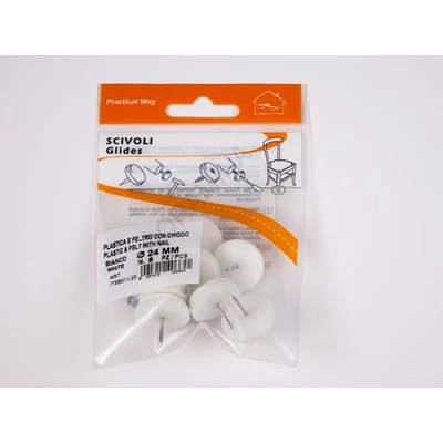 PADLÓVÉDŐ CSÚSZTATÓSZEG 24mm SZEGGEL 8db/Blister FEHÉR