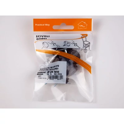 PADLÓVÉDŐ CSÚSZTATÓSZEG 24mm CSAVARRAL 8db/Blister BARNA