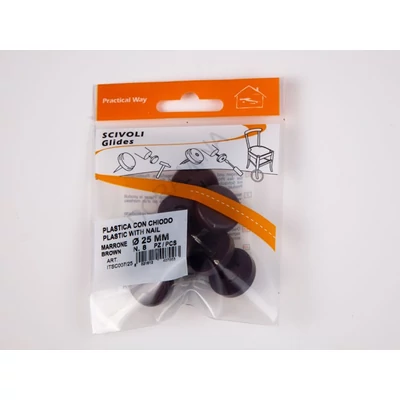 PADLÓVÉDŐ CSÚSZTATÓSZEG 25mm SZEGGEL 8db/Blister BARNA