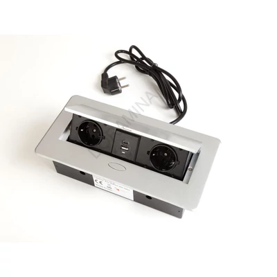 IRODABÚTOR TARTOZÉKOK KONNEKTOR ELOSZTÓ MODULBOX II - 2 DB 230 V-OS DUGALJ + 2 USB ALUMÍNIUM