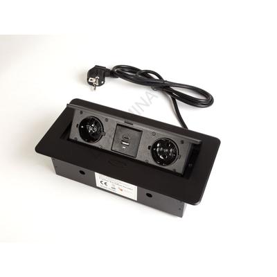 IRODABÚTOR TARTOZÉKOK KONNEKTOR ELOSZTÓ MODULBOX II - 2 DB 230 V-OS DUGALJ + 2 USB MATT FEKETE