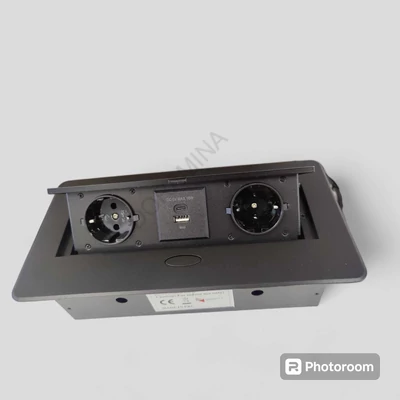 IRODABÚTOR TARTOZÉKOK KONNEKTOR ELOSZTÓ MODULBOX II - 2 DB 230 V-OS DUGALJ + 1 USB + 1 USB C; MATT FEKETE