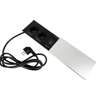 IRODABÚTOR TARTOZÉKOK KONNEKTOR ELOSZTÓ MODULBOX III - 2x230V + 1xUSB (5V/2A) ALUMÍNIUM