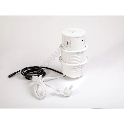 IRODABÚTOR TARTOZÉKOK KONNEKTOR ELOSZTÓ MODULBOX IVH - VEZ. NÉLK. TÖLT.+2x230V+2xUSB+HDMI FEHÉR