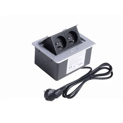 IRODABÚTOR TARTOZÉKOK KONNEKTOR ELOSZTÓ MODULBOX MINI - 2×230V ALUMINIUM