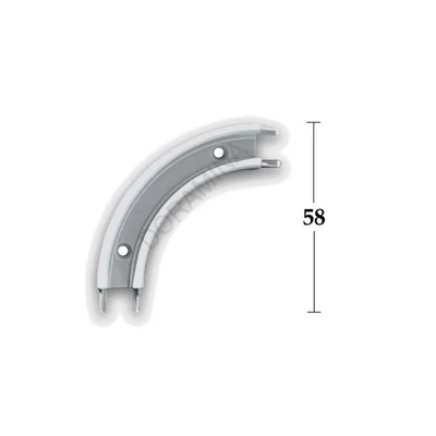 REDŐNY RENDSZER 0655 RÁCSAVAROZHATÓ SÍNHAJLAT 90 FOK, 58x58mm EZÜST